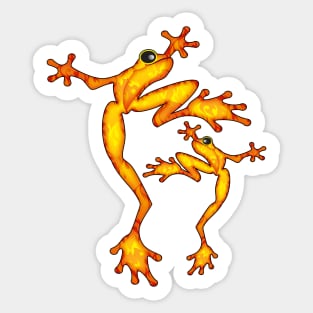 Orange Festive Dancing Tree Frogs Sticker